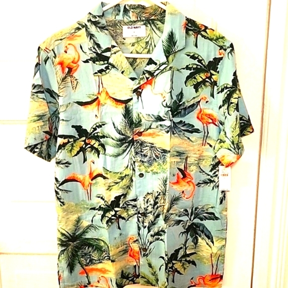 Old Navy tropical print short sleeve shirt size men's small/women's medium - Picture 1 of 5